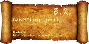 Bakálity Kirill névjegykártya